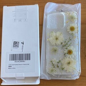 iPhone 18 Real flowers  Clear Phone Case with Gold Accents